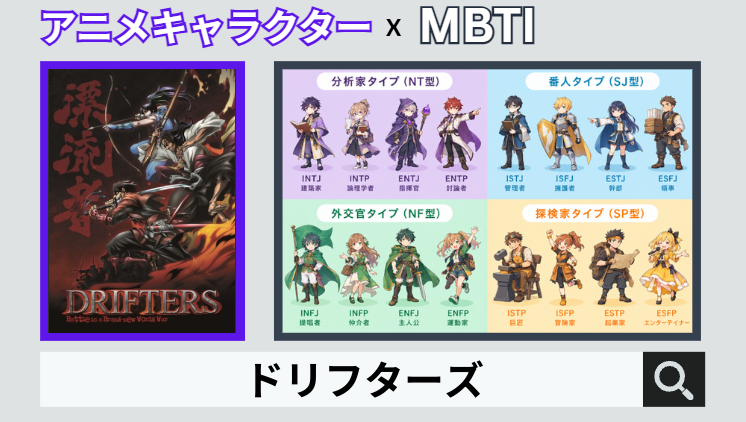 ドリフターズのキャラクターMBTI一覧