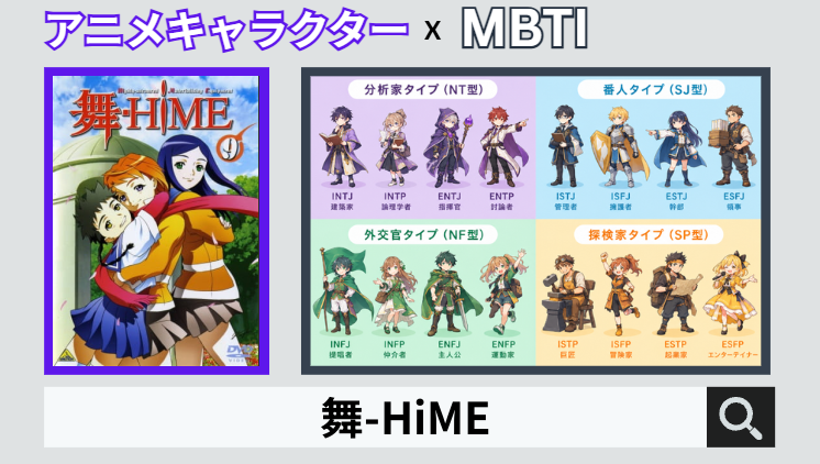 舞-HiMEのキャラクターMBTI一覧