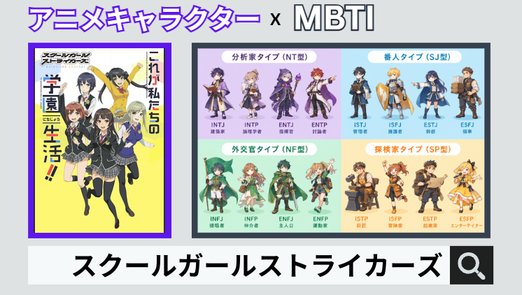 スクールガールストライカーズのキャラクターMBTI一覧