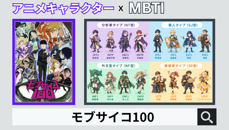 モブサイコ100のキャラクターMBTI一覧