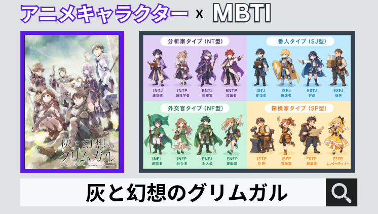 灰と幻想のグリムガルのキャラクターMBTI一覧