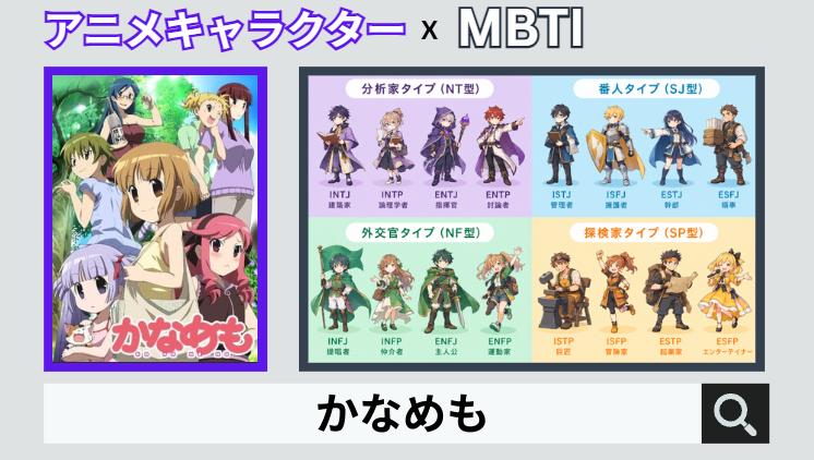 かなめものキャラクターMBTI一覧