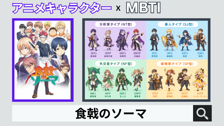 食戟のソーマのキャラクターMBTI一覧