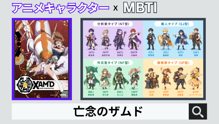 亡念のザムドのキャラクターMBTI一覧