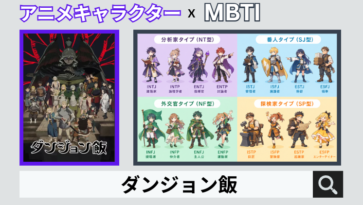 ダンジョン飯のキャラクターMBTI一覧
