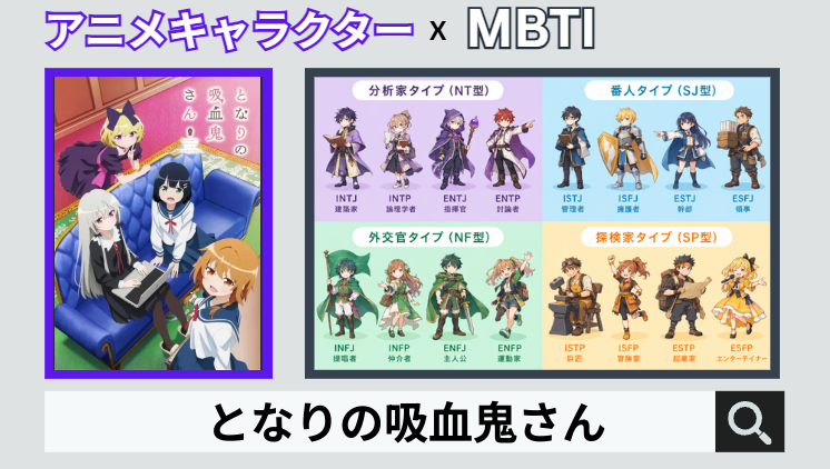となりの吸血鬼さんのキャラクターMBTI一覧