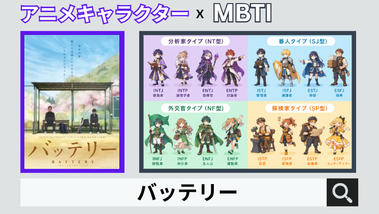 バッテリーのキャラクターMBTI一覧