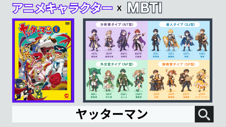 ヤッターマンのキャラクターMBTI一覧
