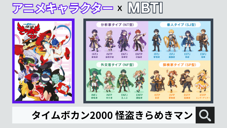 タイムボカン2000 怪盗きらめきマンのキャラクターMBTI一覧