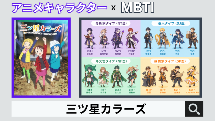 三ツ星カラーズのキャラクターMBTI一覧