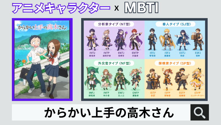 からかい上手の高木さんのキャラクターMBTI一覧