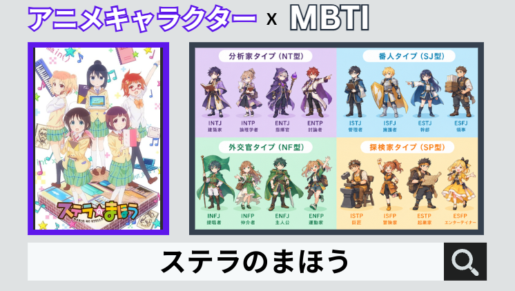 ステラのまほうのキャラクターMBTI一覧