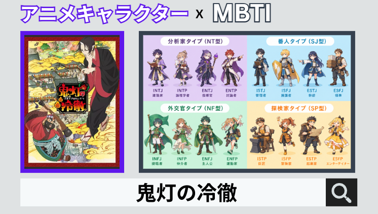 鬼灯の冷徹のキャラクターMBTI一覧