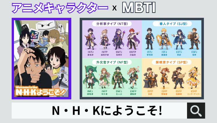 N・H・Kにようこそ!のキャラクターMBTI一覧