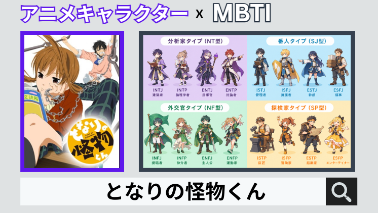となりの怪物くんのキャラクターMBTI一覧