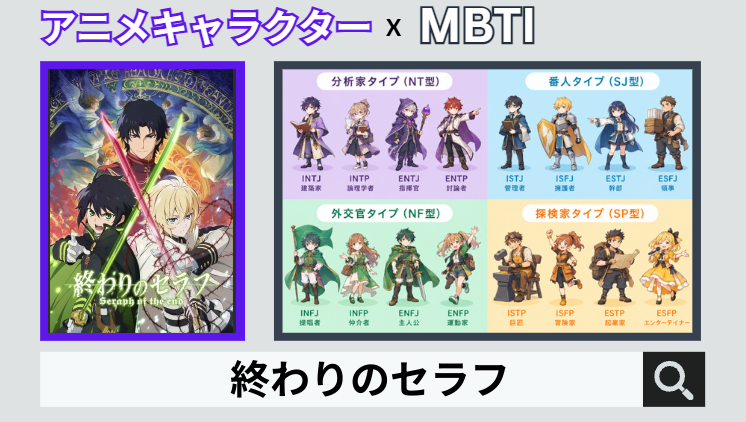 終わりのセラフのキャラクターMBTI一覧