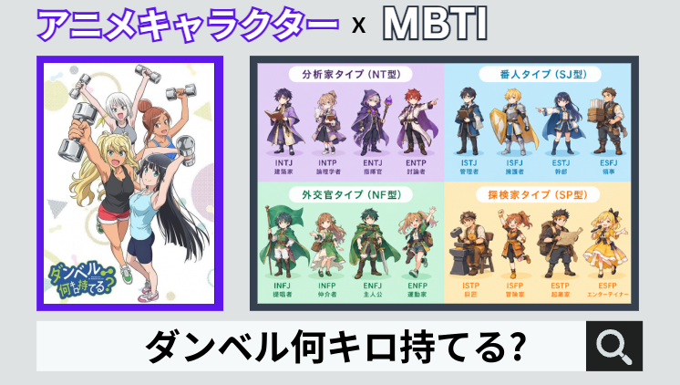 ダンベル何キロ持てる?のキャラクターMBTI一覧