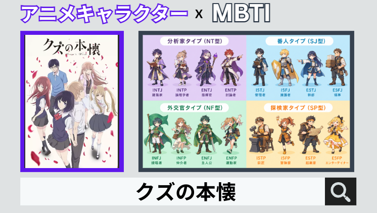 クズの本懐のキャラクターMBTI一覧