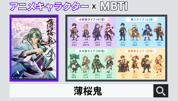 薄桜鬼のキャラクターMBTI一覧