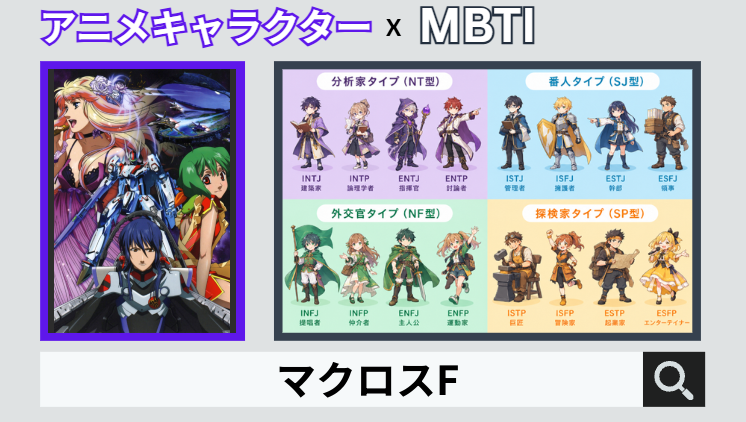 マクロスFのキャラクターMBTI一覧