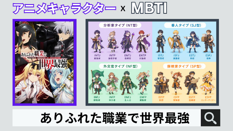 ありふれた職業で世界最強のキャラクターMBTI一覧