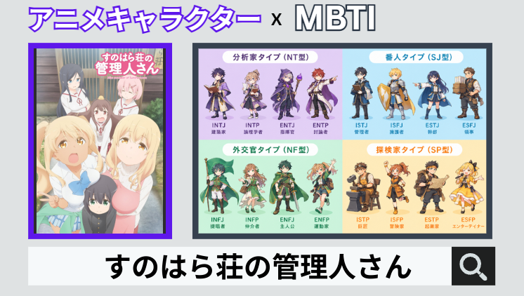 すのはら荘の管理人さんのキャラクターMBTI一覧