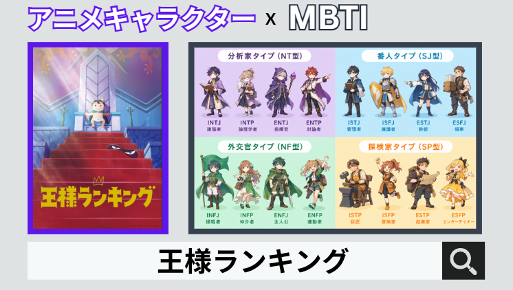 王様ランキングのキャラクターMBTI一覧