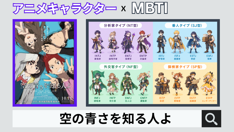 空の青さを知る人よのキャラクターMBTI一覧