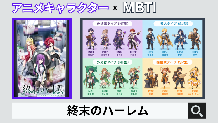 終末のハーレムのキャラクターMBTI一覧