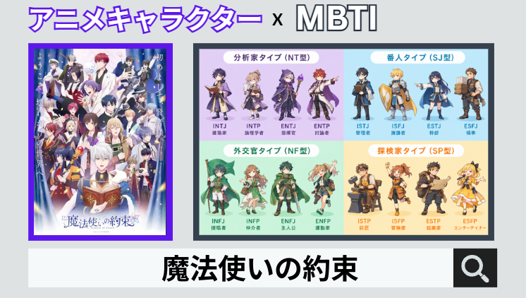 魔法使いの約束のキャラクターMBTI一覧