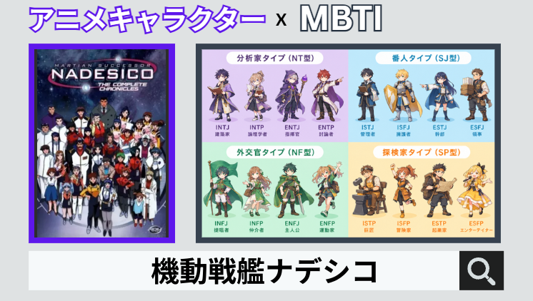 機動戦艦ナデシコのキャラクターMBTI一覧