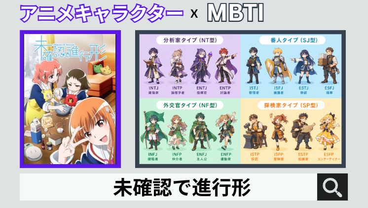 未確認で進行形のキャラクターMBTI一覧