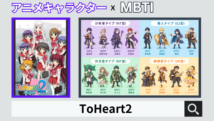 ToHeart2のキャラクターMBTI一覧