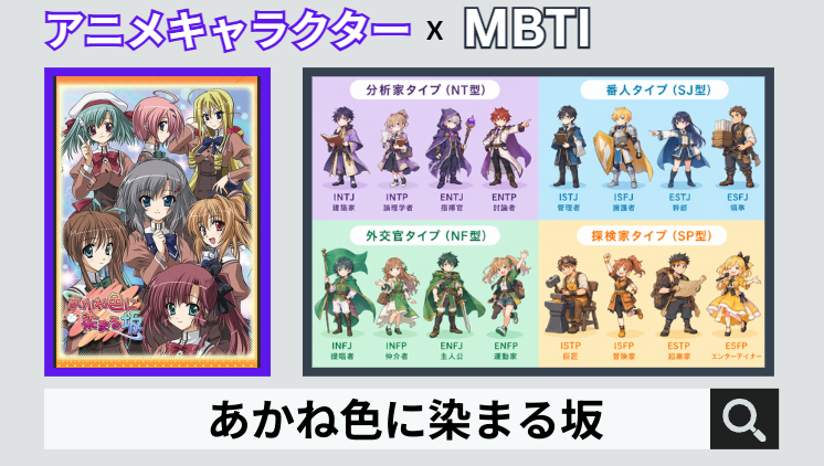 あかね色に染まる坂のキャラクターMBTI一覧