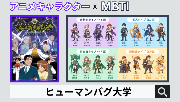 ヒューマンバグ大学のキャラクターMBTI一覧