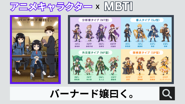 バーナード嬢曰く｡のキャラクターMBTI一覧