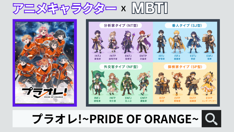 プラオレ!~PRIDE OF ORANGE~のキャラクターMBTI一覧