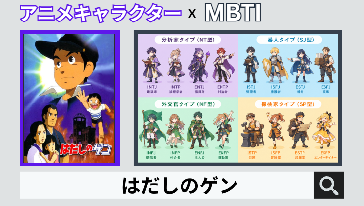 はだしのゲンのキャラクターMBTI一覧
