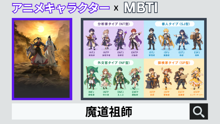 魔道祖師のキャラクターMBTI一覧