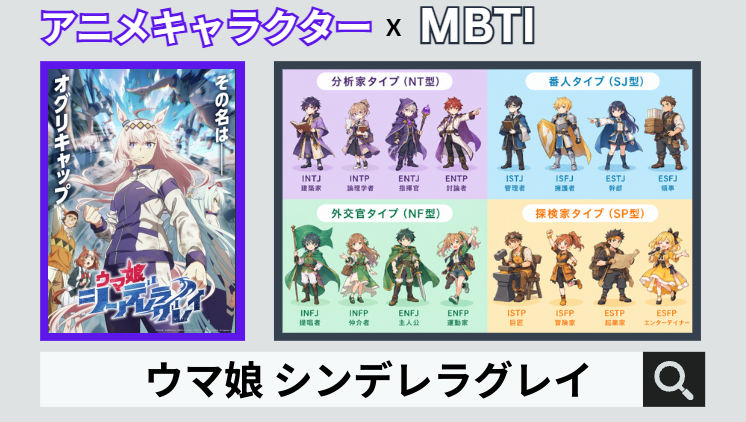 ウマ娘 シンデレラグレイのキャラクターMBTI一覧