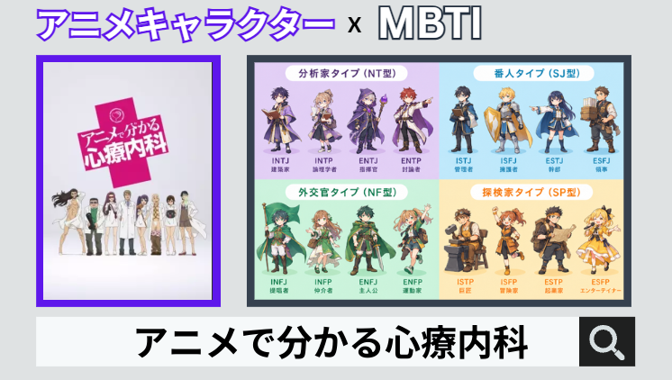 アニメで分かる心療内科のキャラクターMBTI一覧