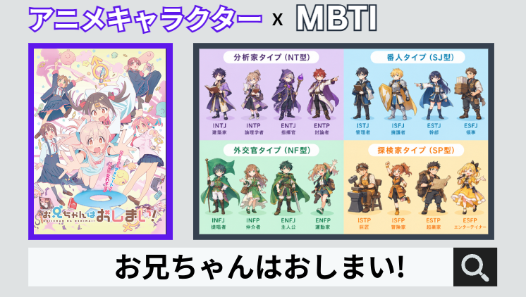 お兄ちゃんはおしまい!のキャラクターMBTI一覧