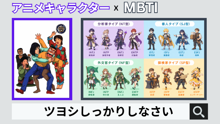 ツヨシしっかりしなさいのキャラクターMBTI一覧