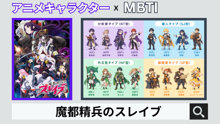 魔都精兵のスレイブのキャラクターMBTI一覧