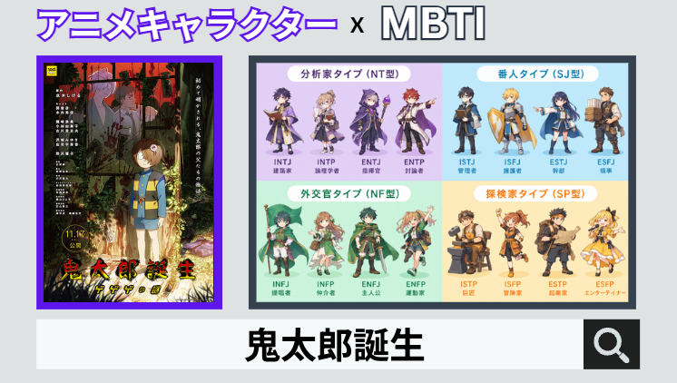 鬼太郎誕生のキャラクターMBTI一覧