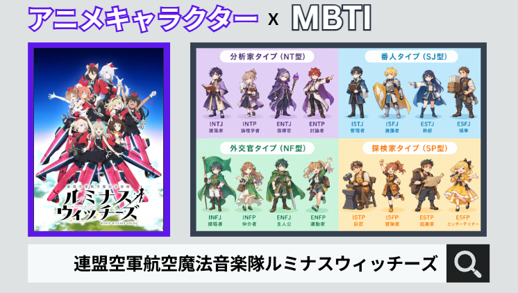 連盟空軍航空魔法音楽隊ルミナスウィッチーズのキャラクターMBTI一覧