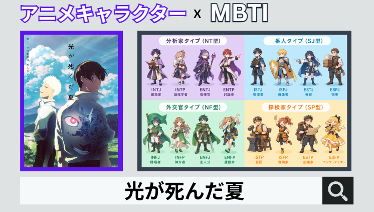 光が死んだ夏のキャラクターMBTI一覧