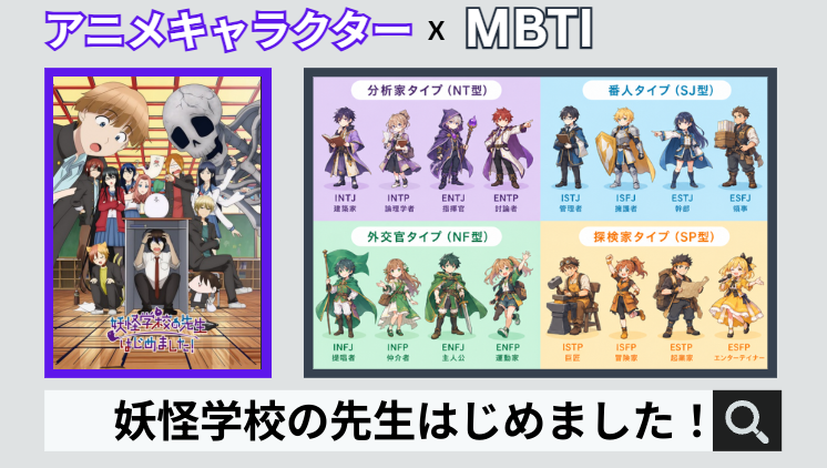 妖怪学校の先生はじめました！のキャラクターMBTI一覧