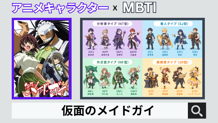 仮面のメイドガイのキャラクターMBTI一覧