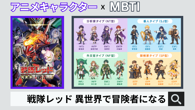 戦隊レッド 異世界で冒険者になるのキャラクターMBTI一覧